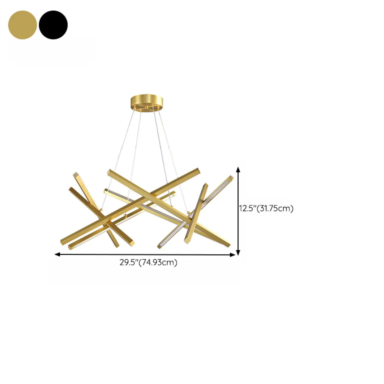 Lustre LED linéaire moderne au design géométrique en métal