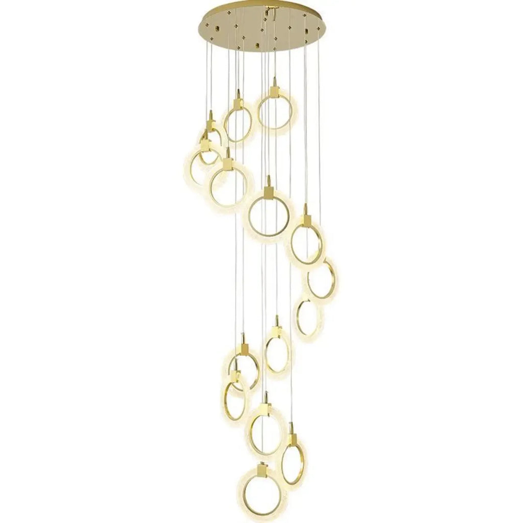Suspension LED dorée personnalisable pour escalier