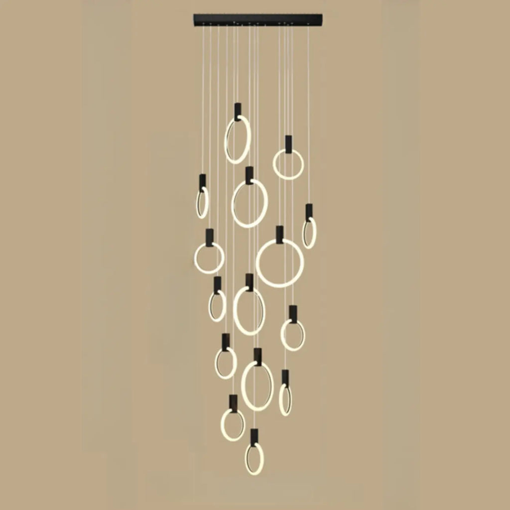 Suspension LED dorée personnalisable pour escalier