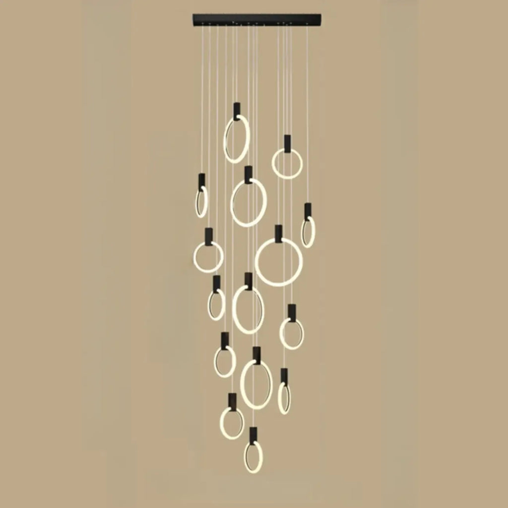 Suspension LED dorée personnalisable pour escalier