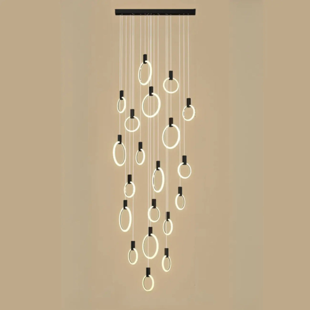 Suspension LED dorée personnalisable pour escalier