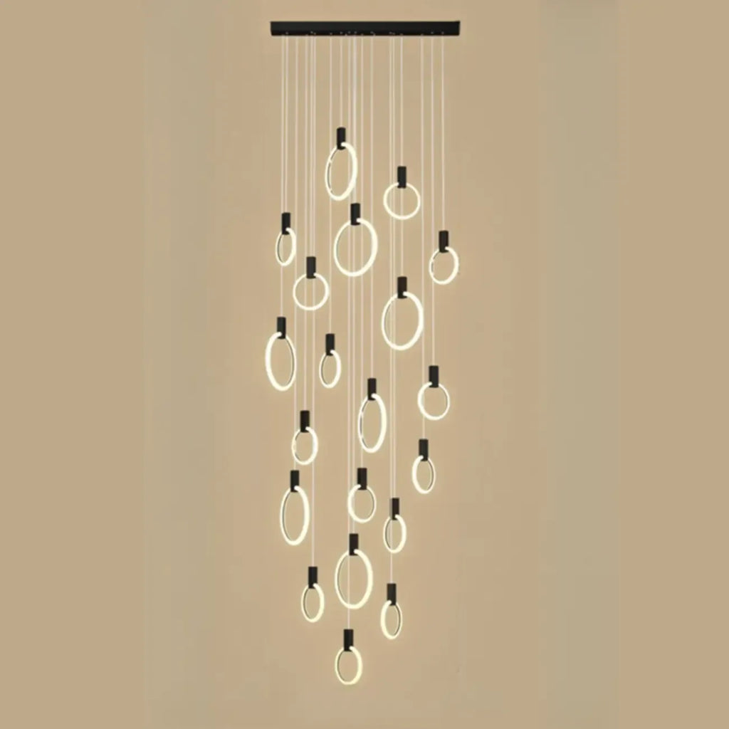 Suspension LED dorée personnalisable pour escalier