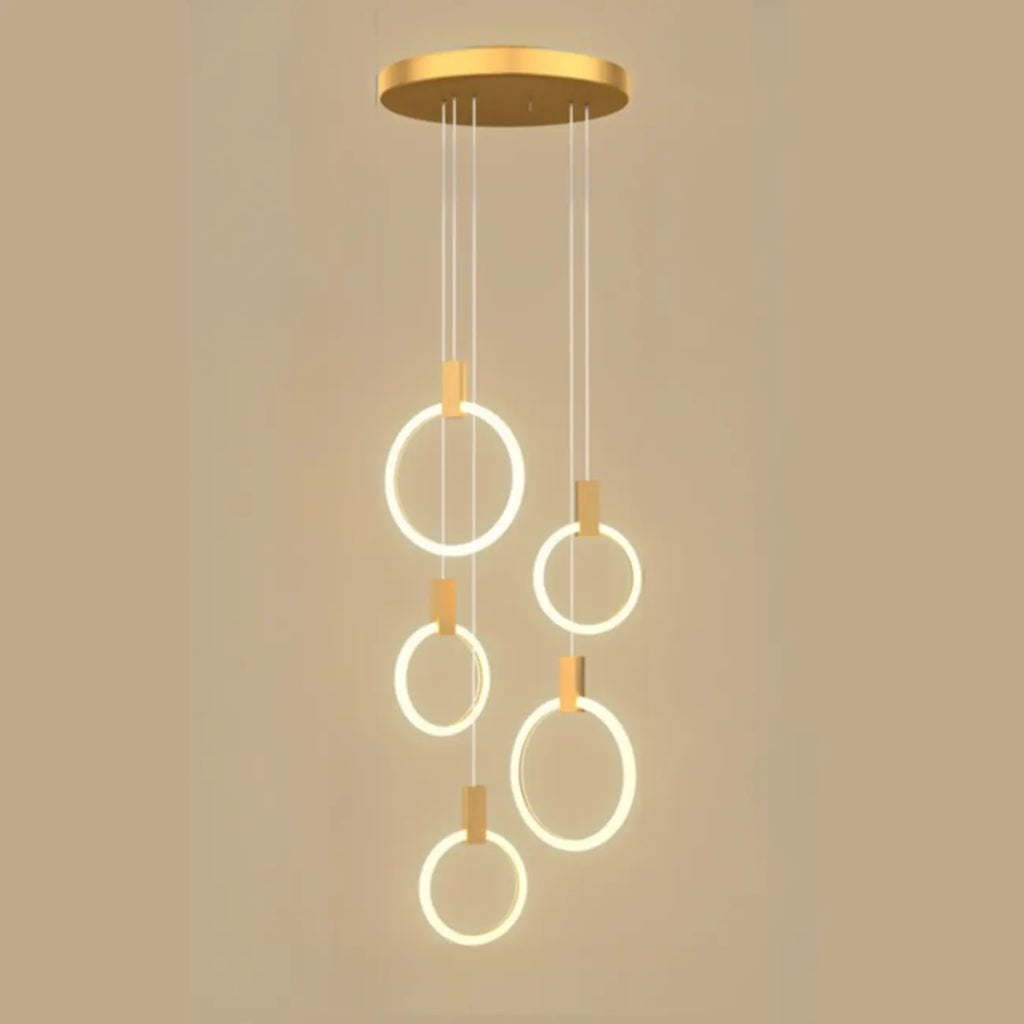 Suspension LED dorée personnalisable pour escalier