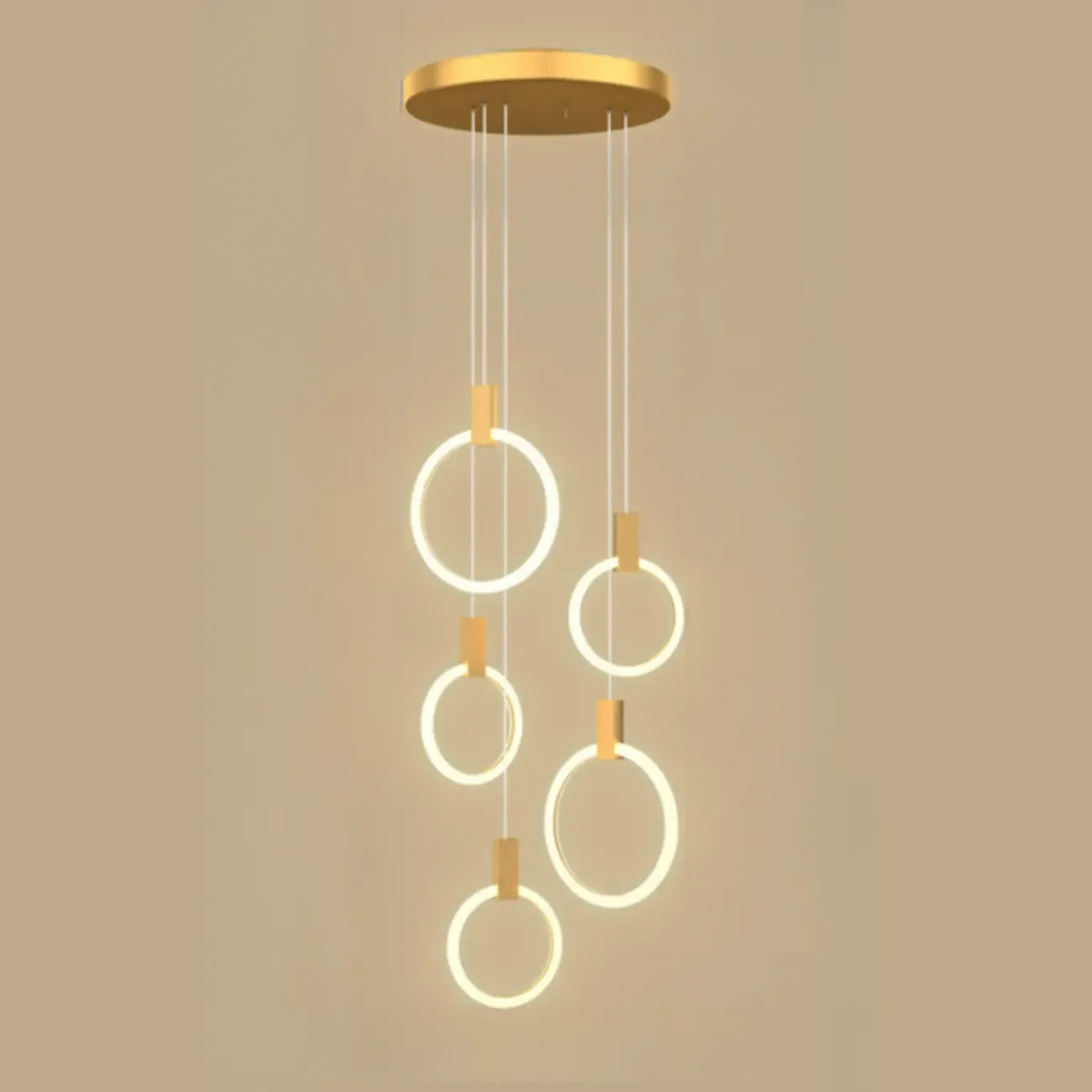 Suspension LED dorée personnalisable pour escalier