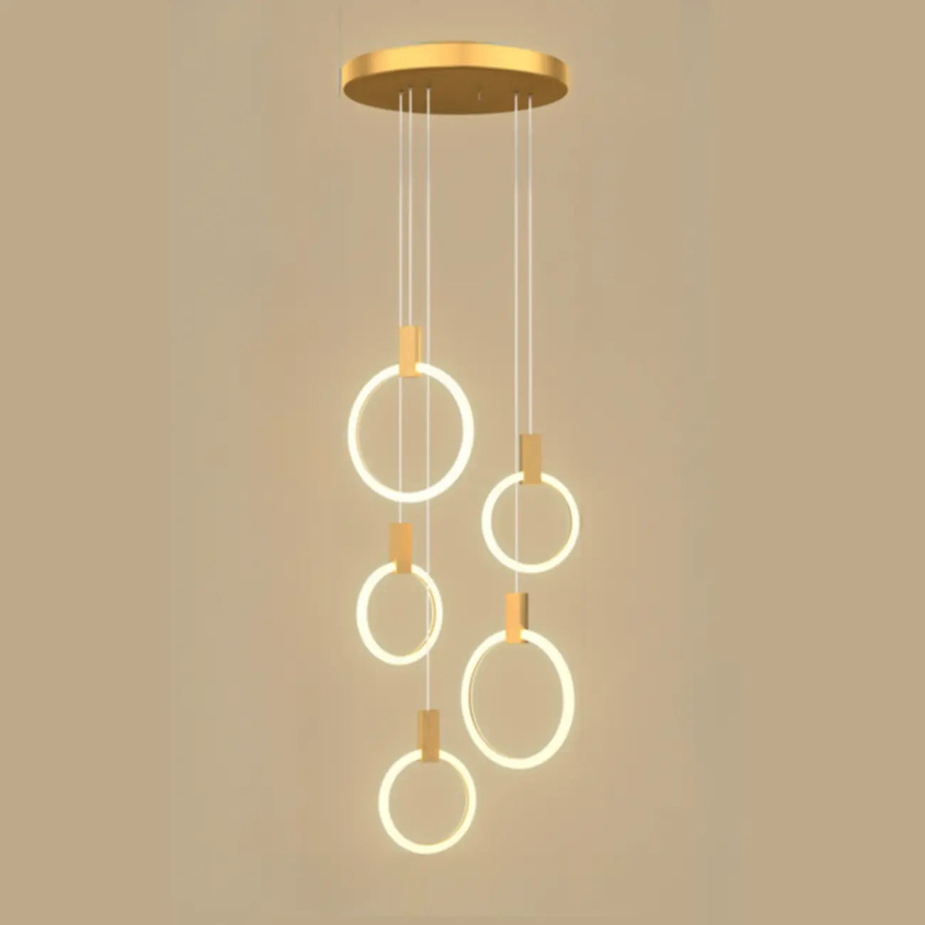 Suspension LED dorée personnalisable pour escalier