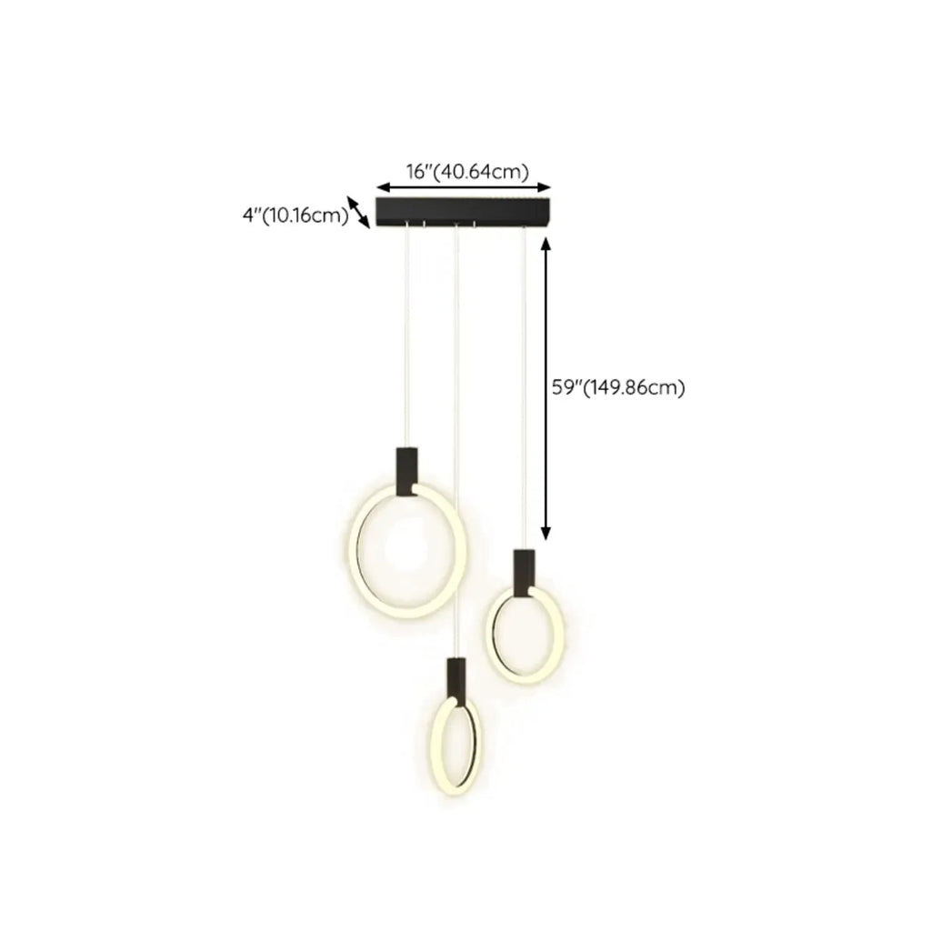 Suspension LED dorée personnalisable pour escalier