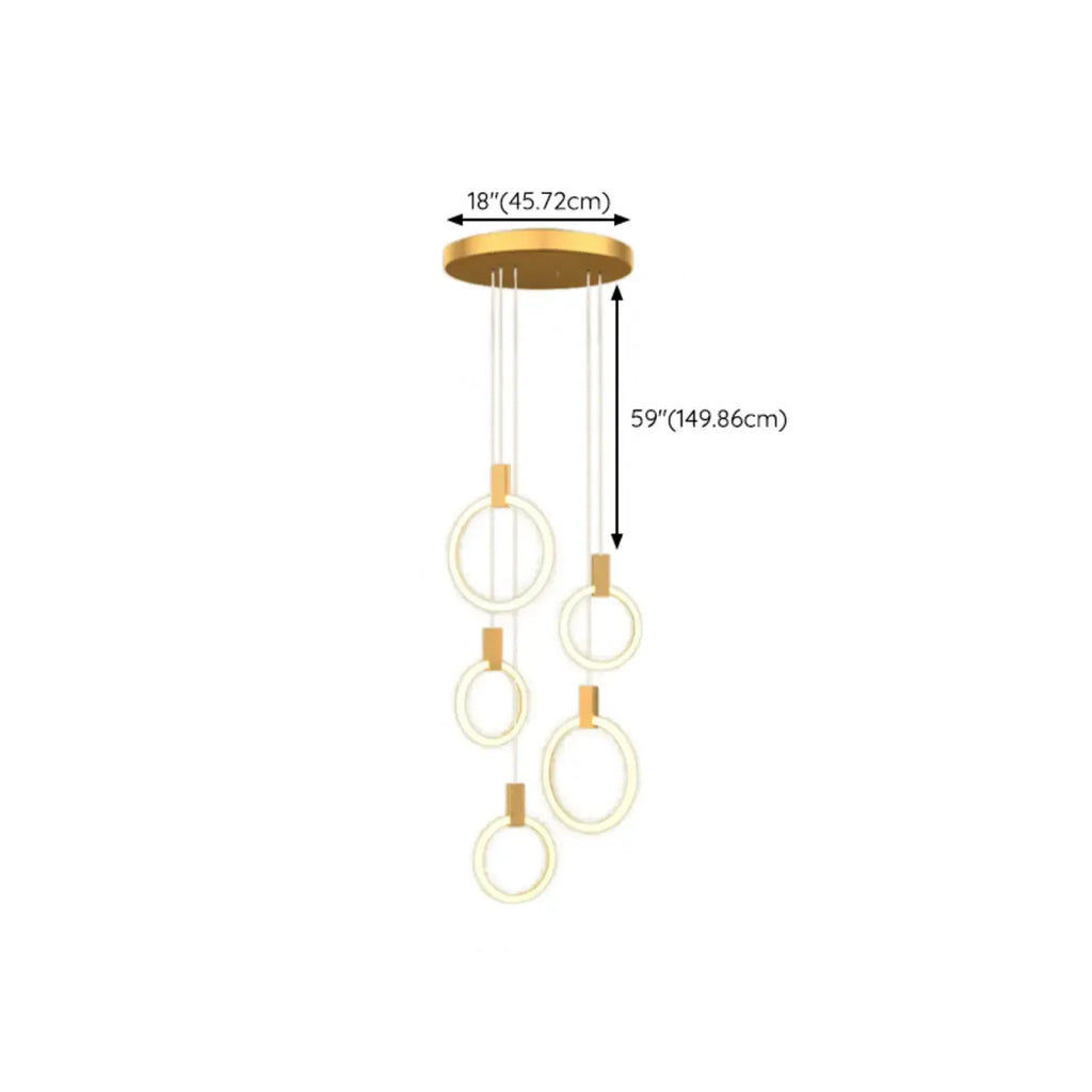 Suspension LED dorée personnalisable pour escalier