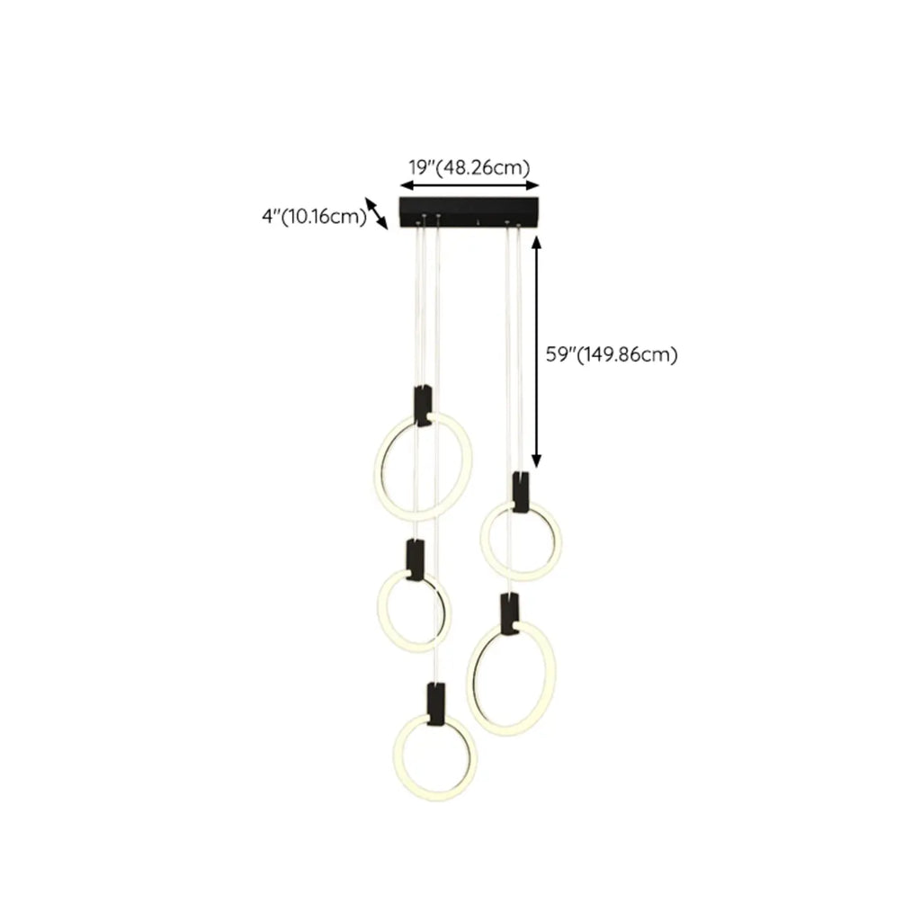 Suspension LED dorée personnalisable pour escalier