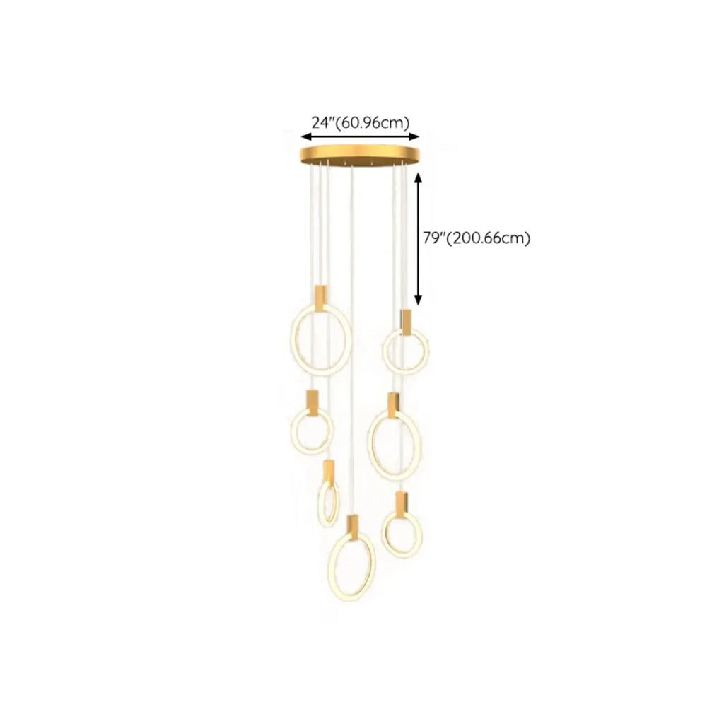 Suspension LED dorée personnalisable pour escalier