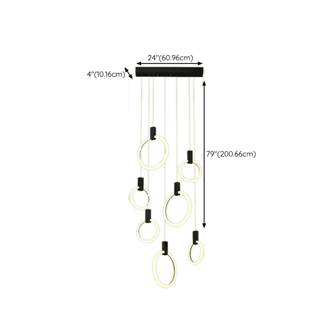 Suspension LED dorée personnalisable pour escalier