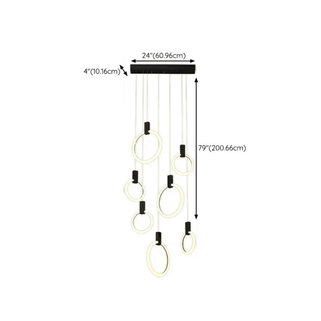 Suspension LED dorée personnalisable pour escalier