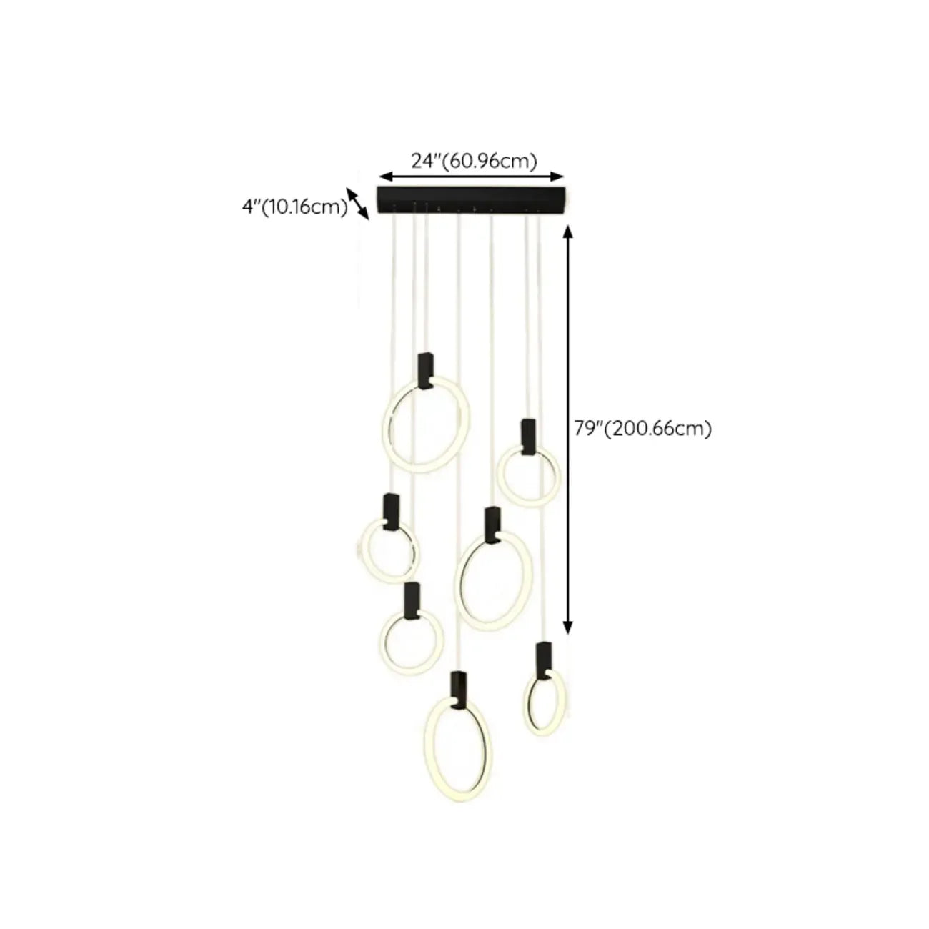 Suspension LED dorée personnalisable pour escalier