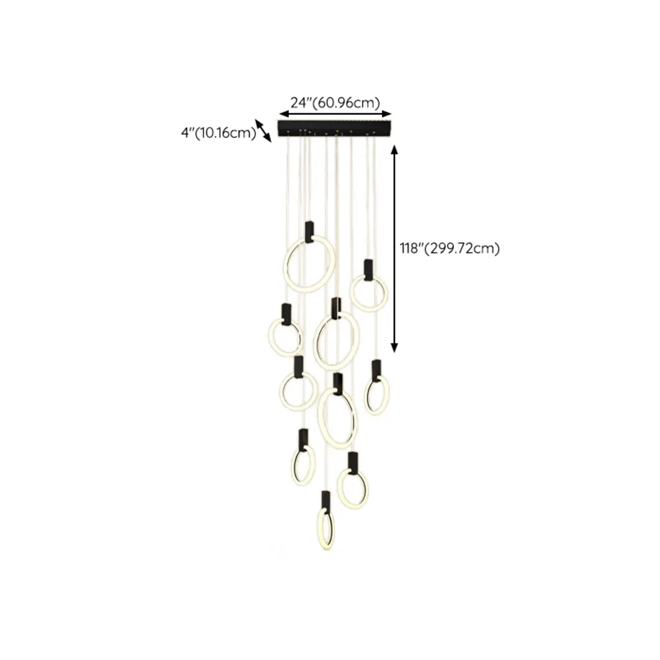 Suspension LED dorée personnalisable pour escalier