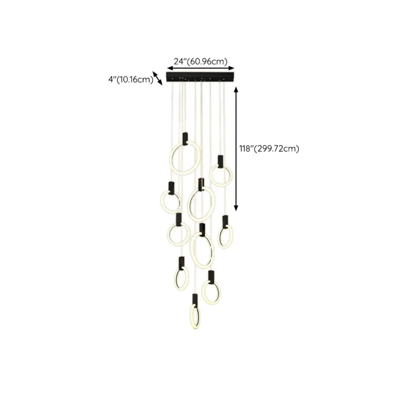 Suspension LED dorée personnalisable pour escalier