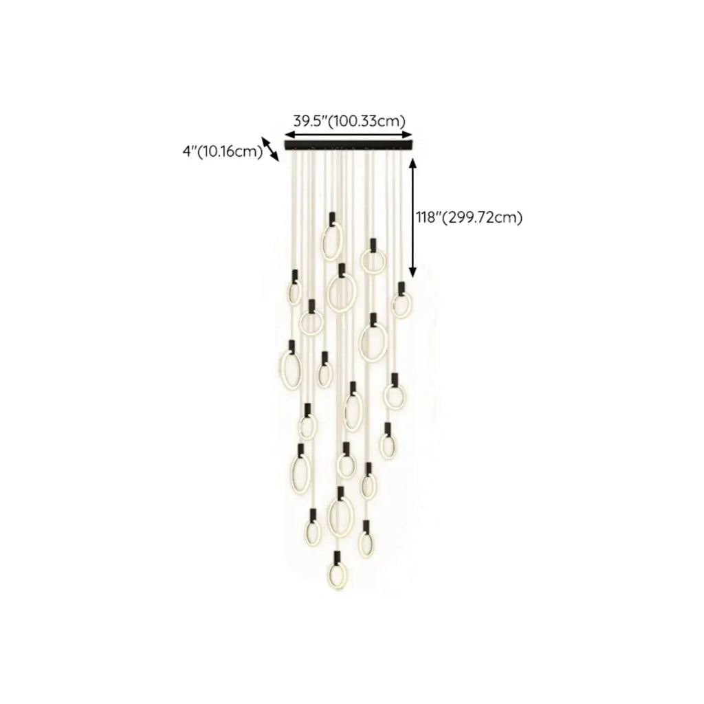 Suspension LED dorée personnalisable pour escalier