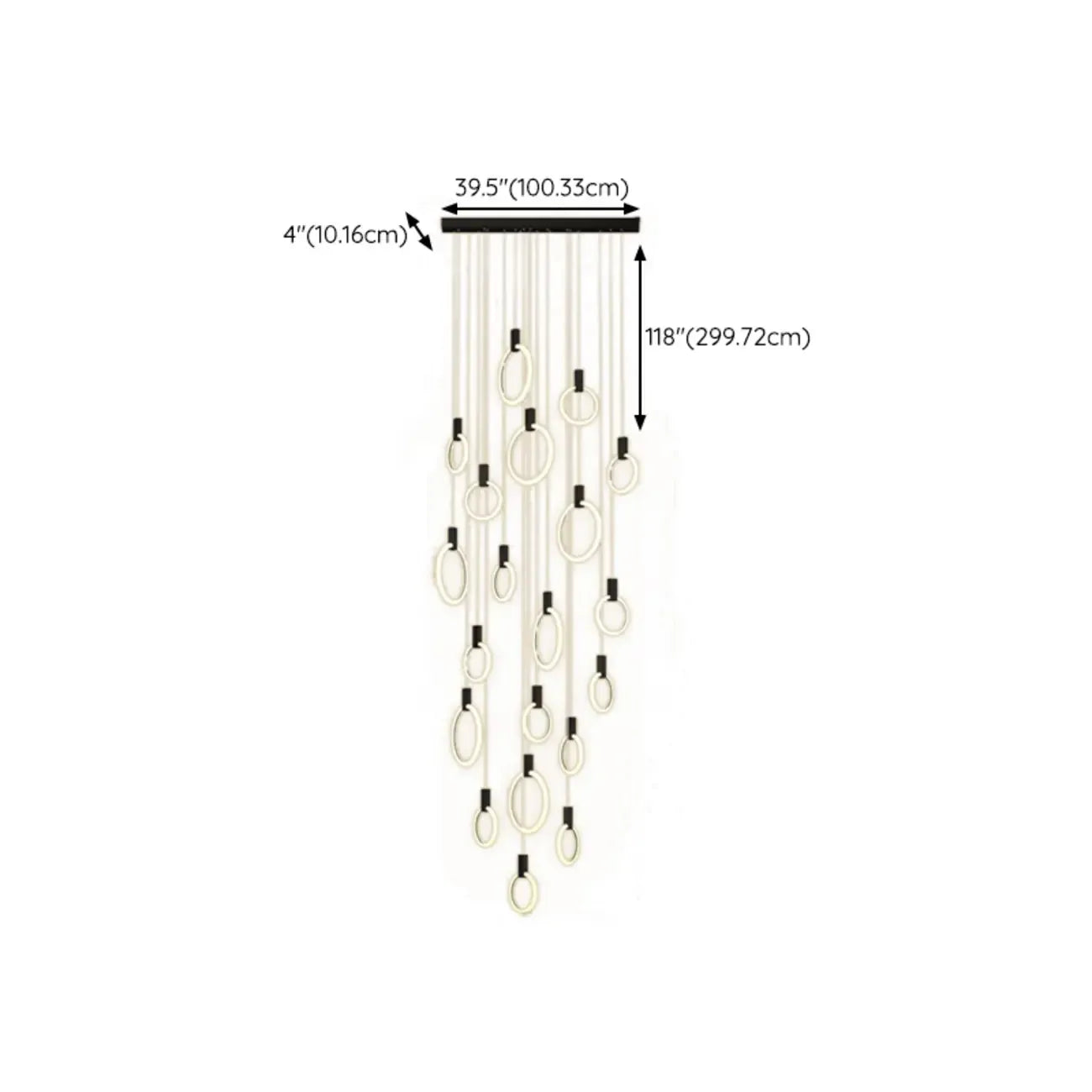 Suspension LED dorée personnalisable pour escalier