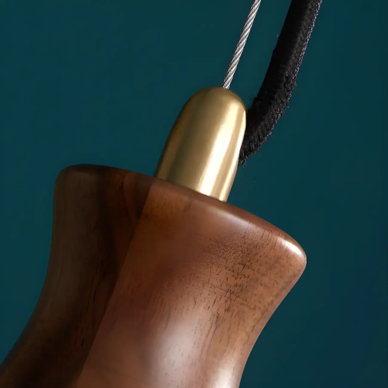 Suspension vintage en verre cannelé brun