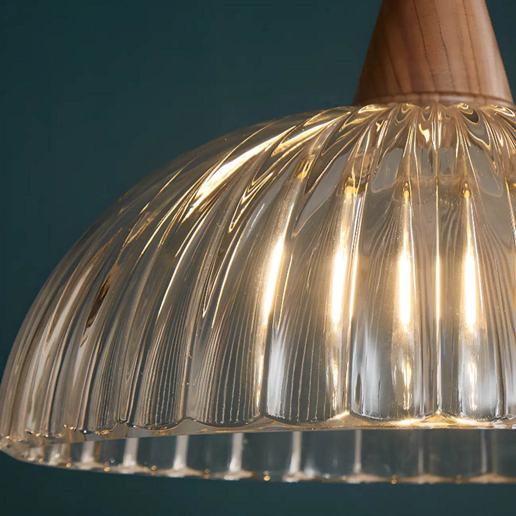 Suspension vintage en verre cannelé brun