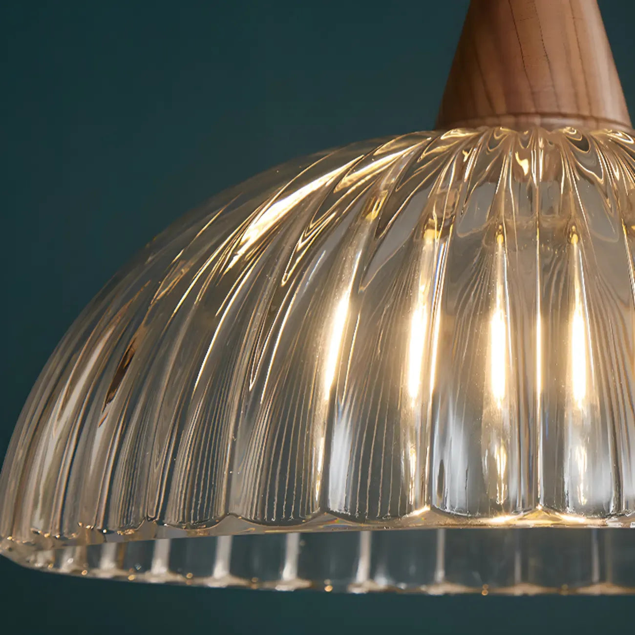 Suspension vintage en verre cannelé brun