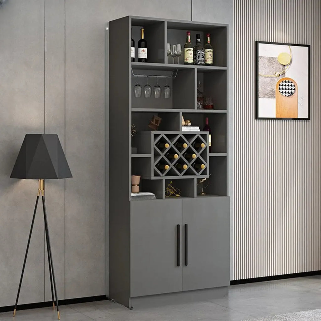 Armoire à vin moderne en bois avec rangement ouvert