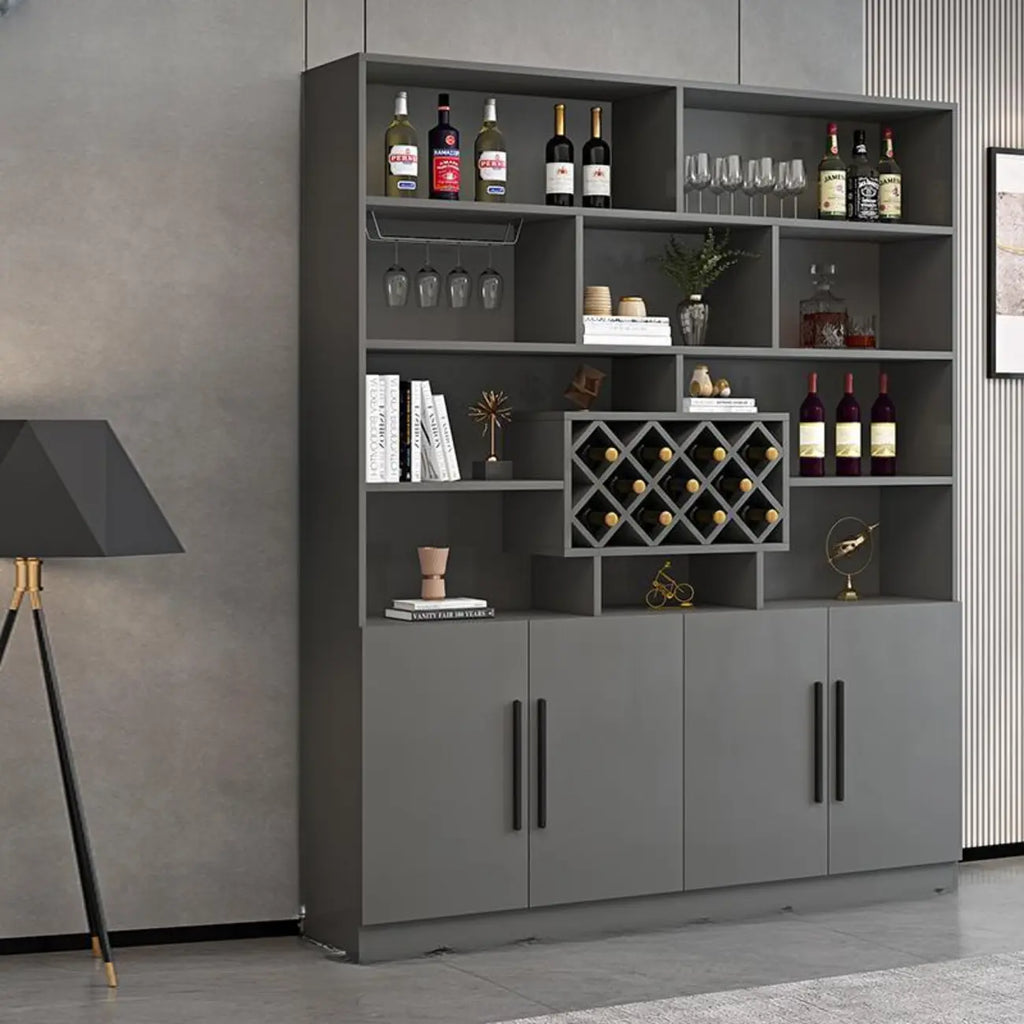 Armoire à vin moderne en bois avec rangement ouvert