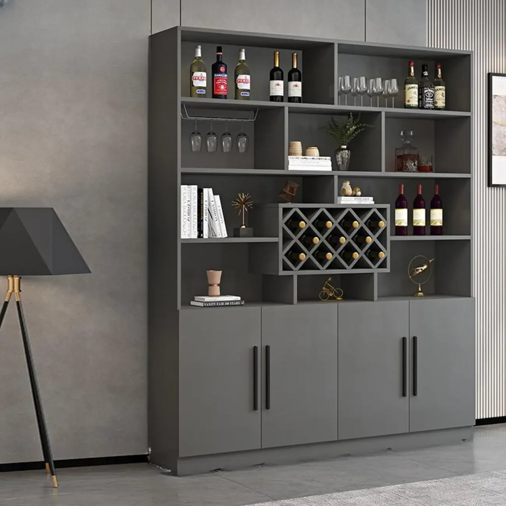 Armoire à vin moderne en bois avec rangement ouvert