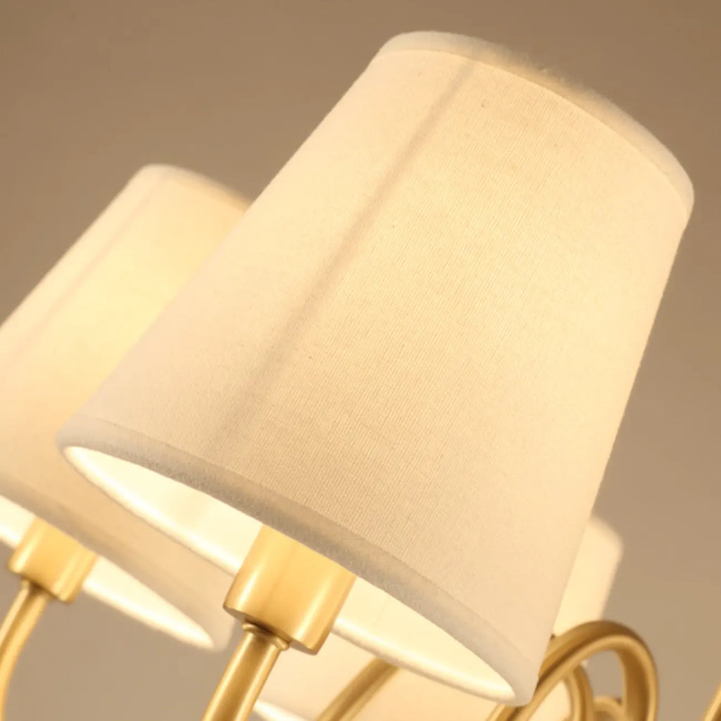 Lustre moderne à 6 lumières en tissu et chaînes pour salle à manger