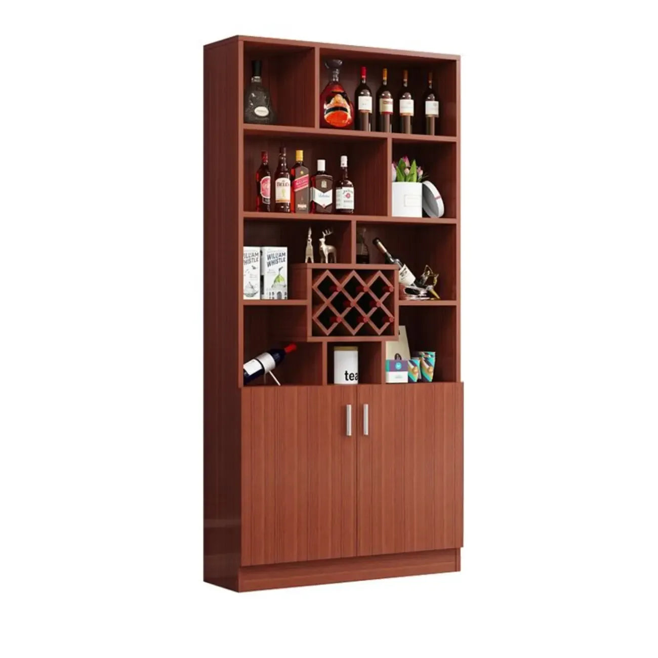 Armoire à vin moderne en bois avec rangement ouvert