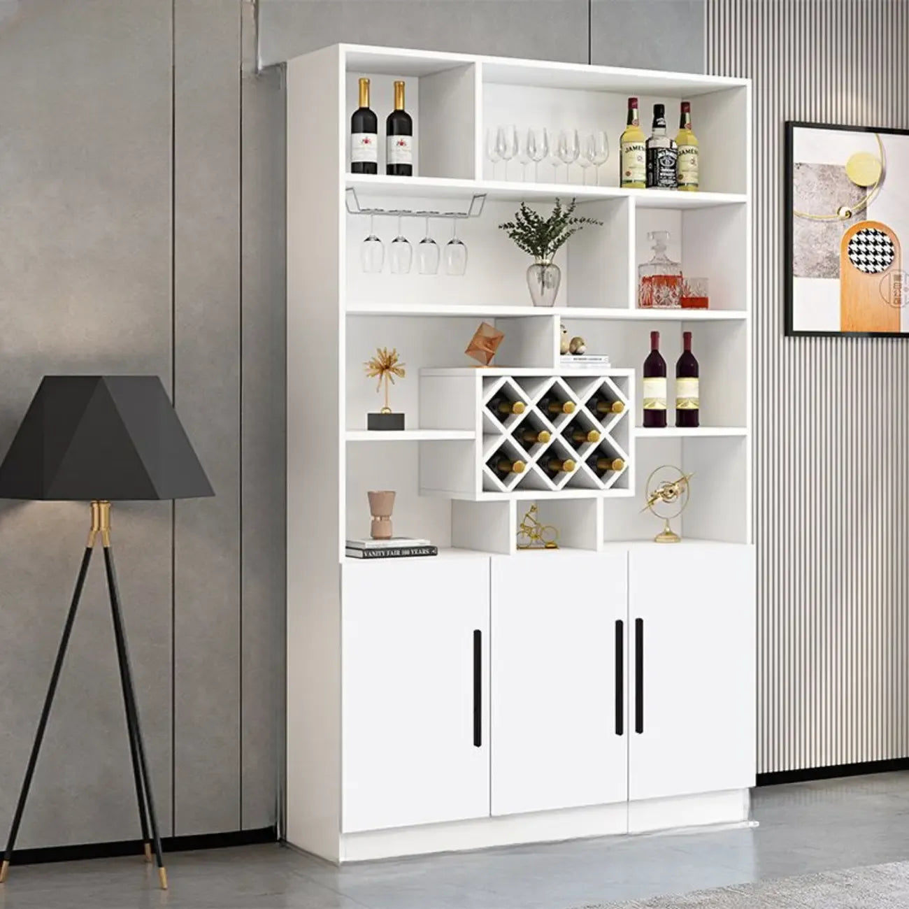 Armoire à vin moderne en bois avec rangement ouvert