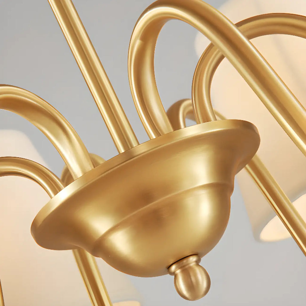 Lustre moderne à 6 lumières en tissu et chaînes pour salle à manger