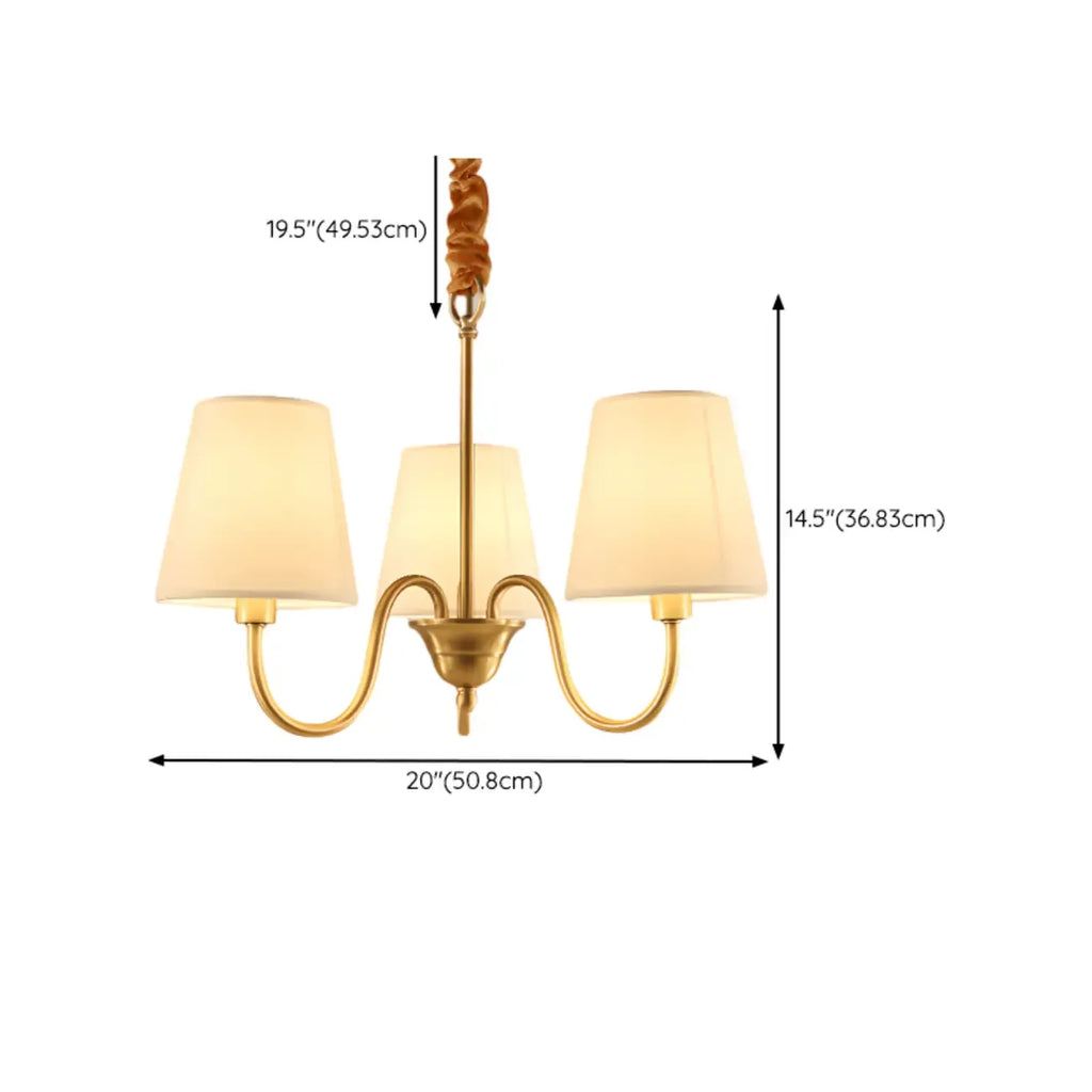 Lustre moderne à 6 lumières en tissu et chaînes pour salle à manger