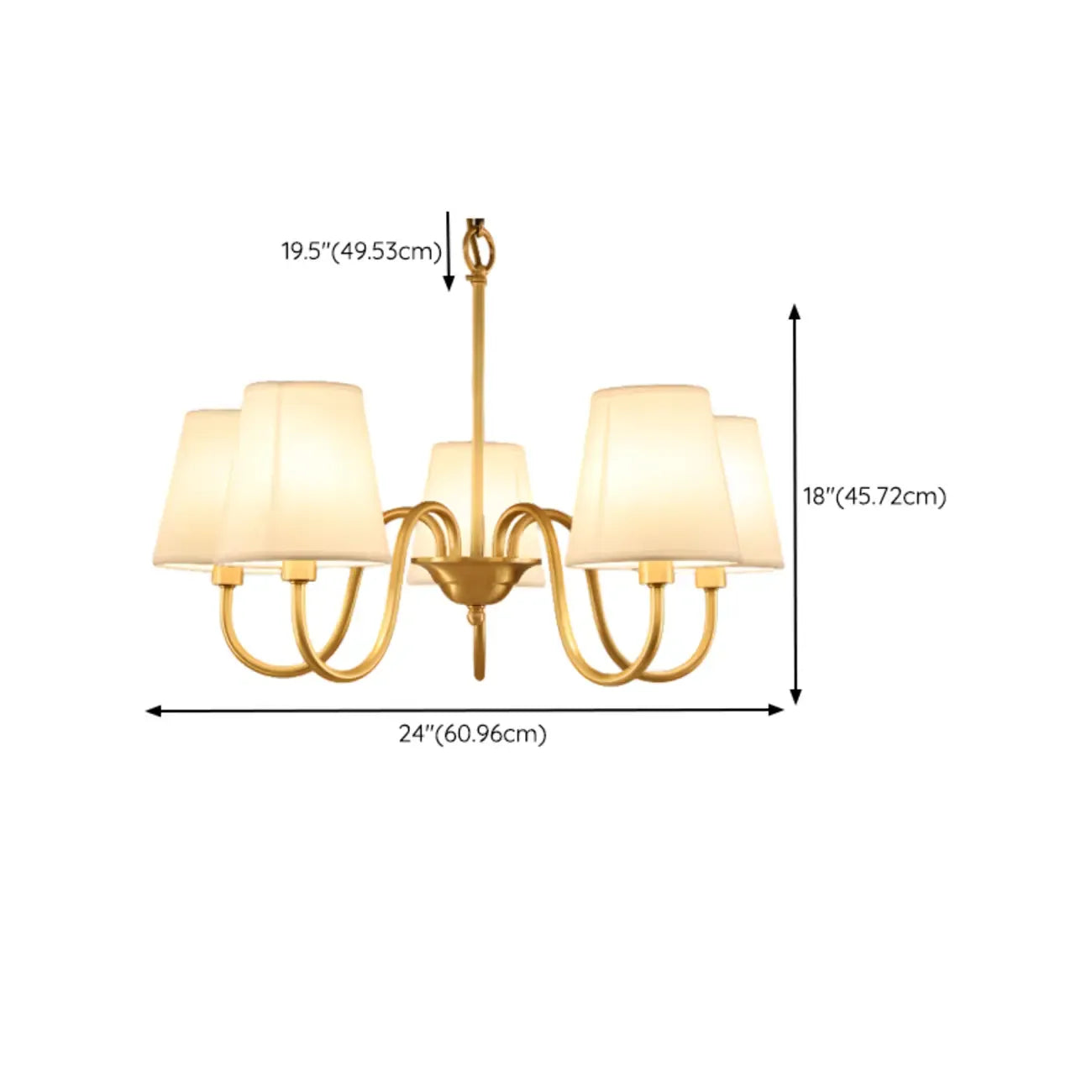 Lustre moderne à 6 lumières en tissu et chaînes pour salle à manger