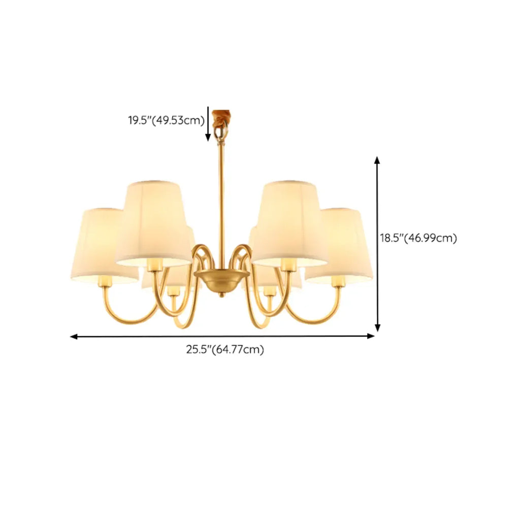 Lustre moderne à 6 lumières en tissu et chaînes pour salle à manger
