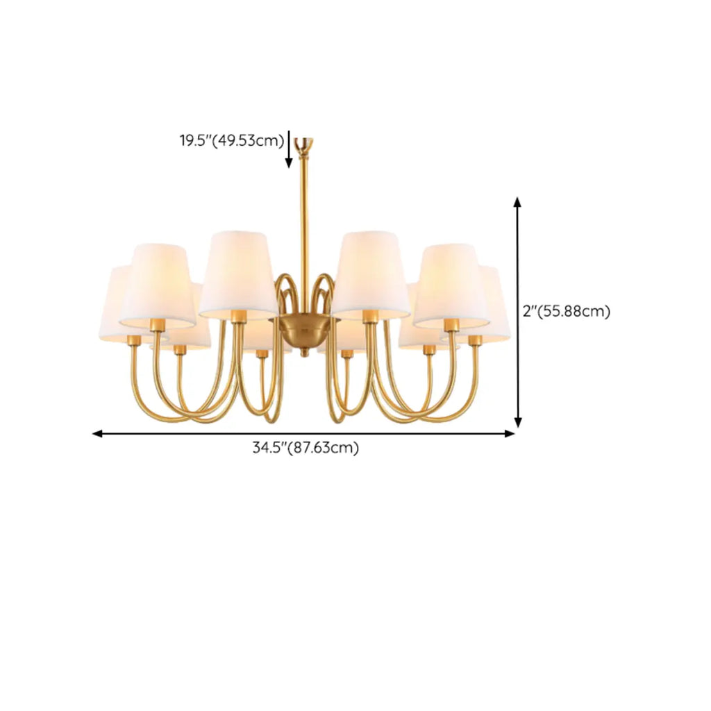 Lustre moderne à 6 lumières en tissu et chaînes pour salle à manger