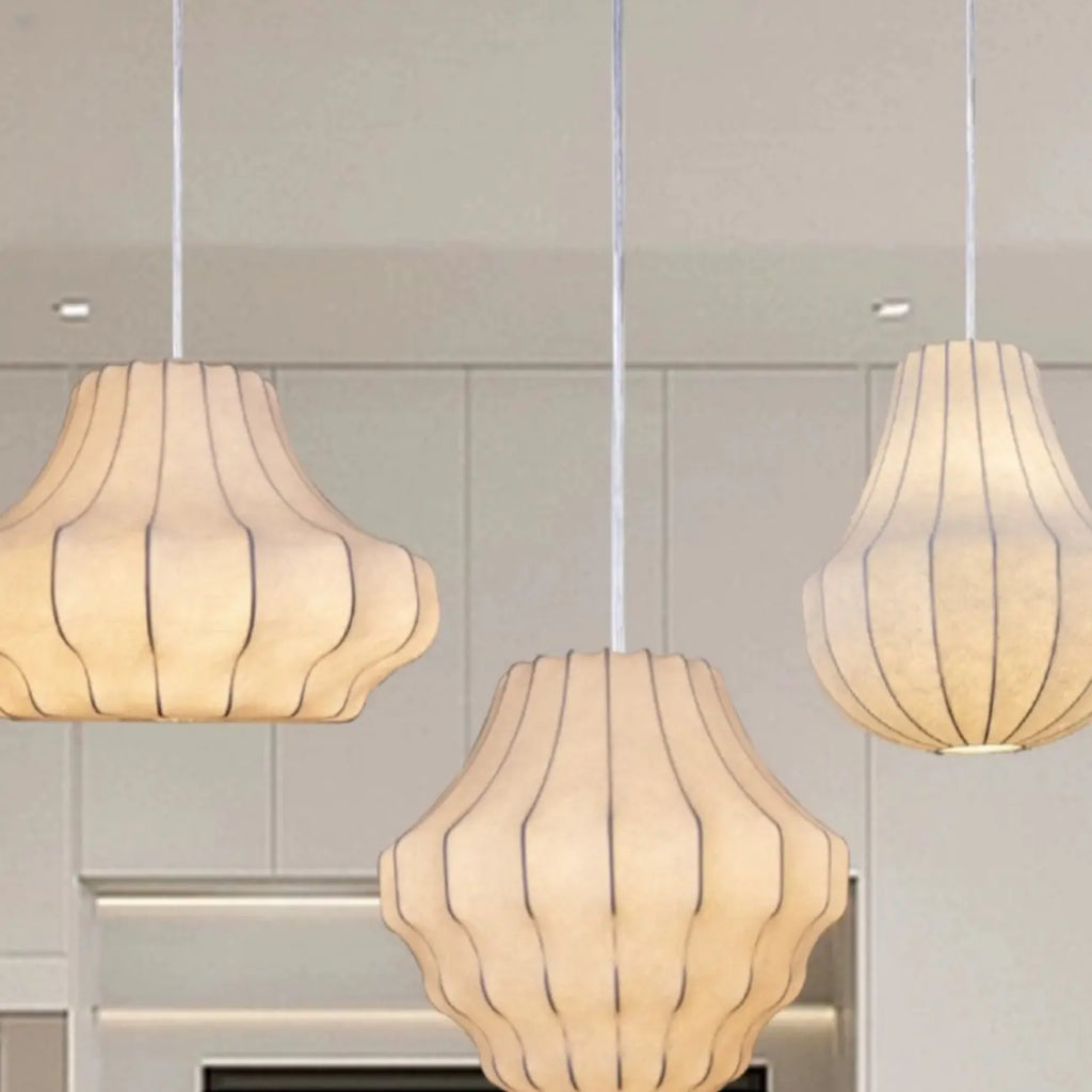 Suspension lanterne design en tissu blanc pour la décoration intérieure