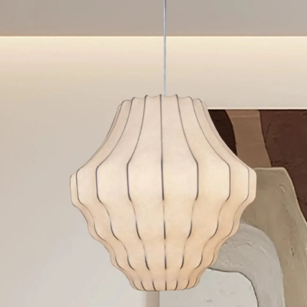 Suspension lanterne design en tissu blanc pour la décoration intérieure