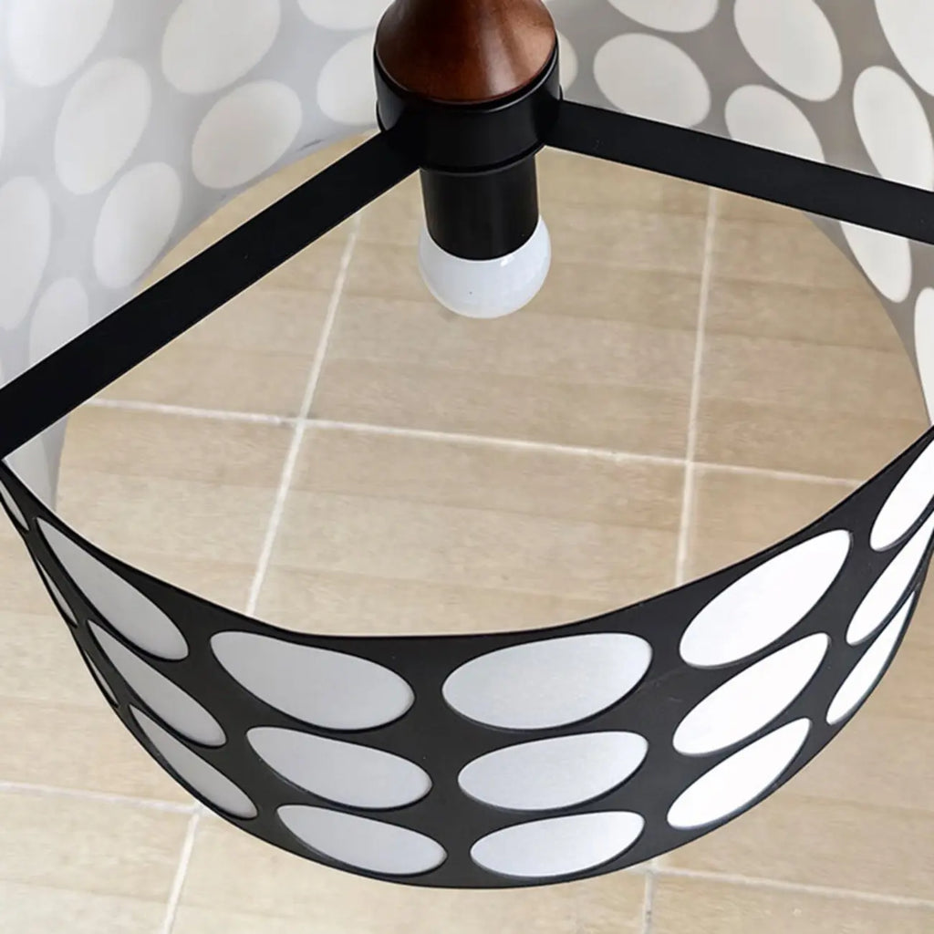 Suspension ronde noire et blanche de style français pour salon