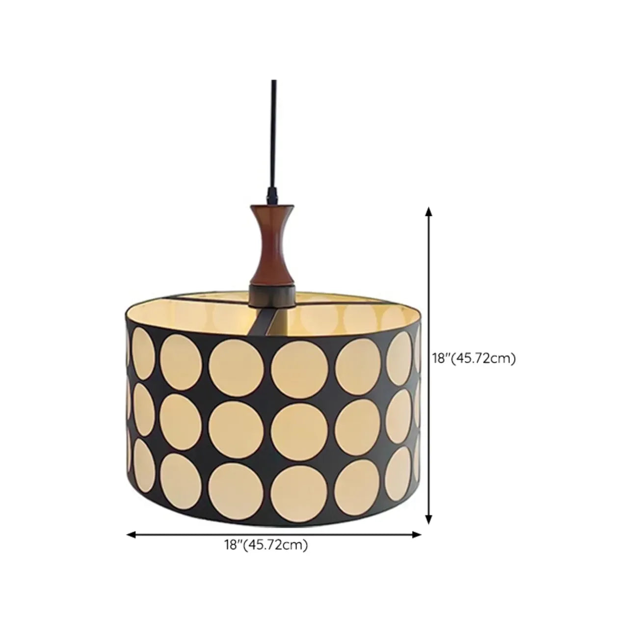 Suspension ronde noire et blanche de style français pour salon