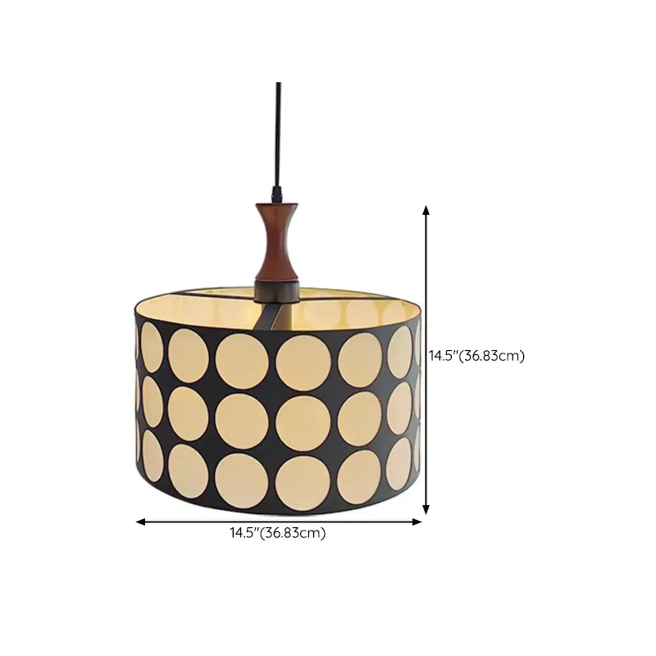 Suspension ronde noire et blanche de style français pour salon