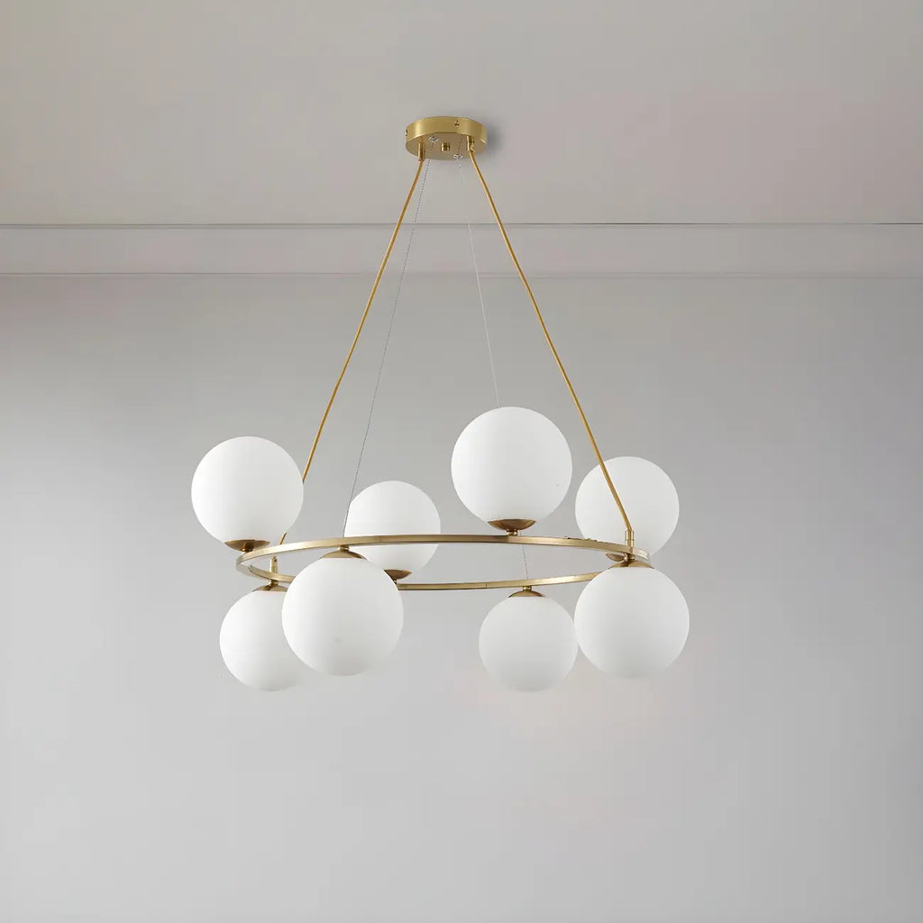 Lustre à globe en verre à 2 niveaux réglables pour salon