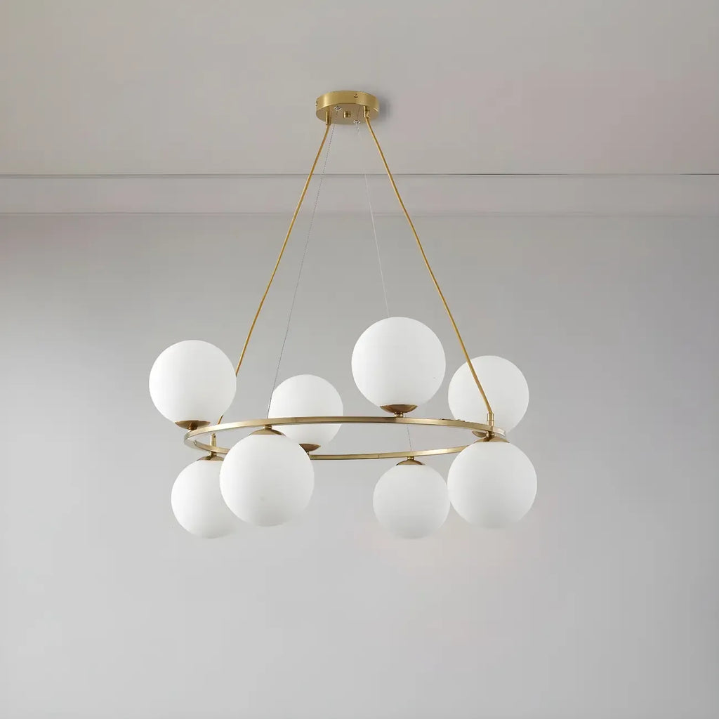 Lustre à globe en verre à 2 niveaux réglables pour salon