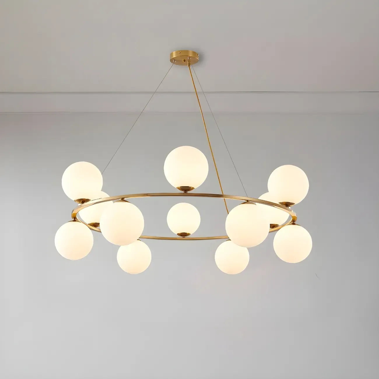 Lustre à globe en verre à 2 niveaux réglables pour salon