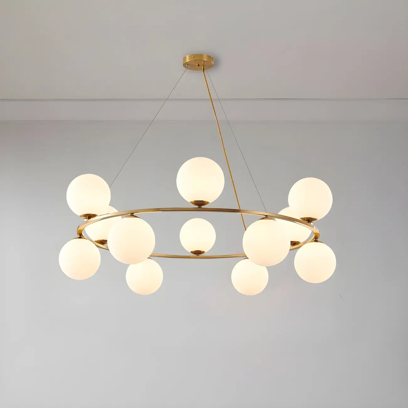 Lustre à globe en verre à 2 niveaux réglables pour salon