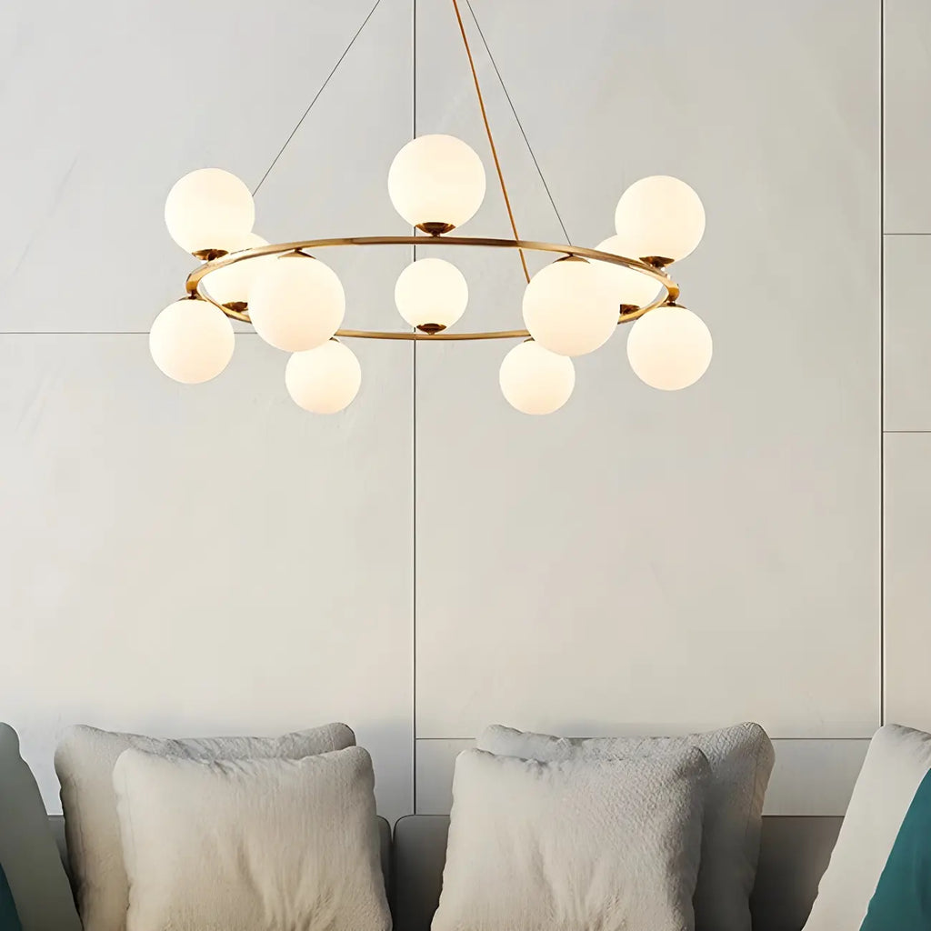 Lustre à globe en verre à 2 niveaux réglables pour salon