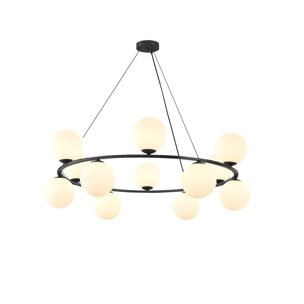 Lustre à globe en verre à 2 niveaux réglables pour salon