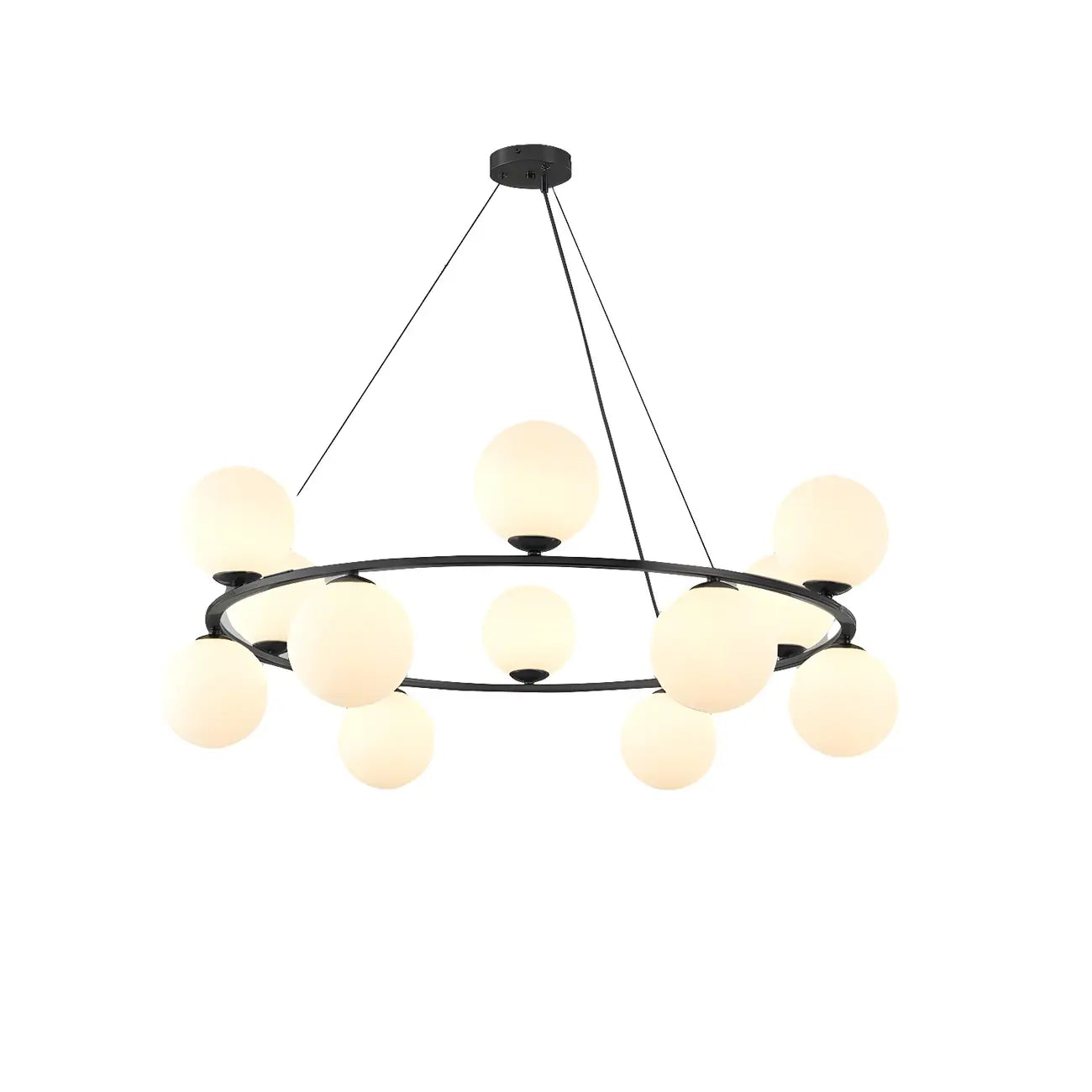 Lustre à globe en verre à 2 niveaux réglables pour salon