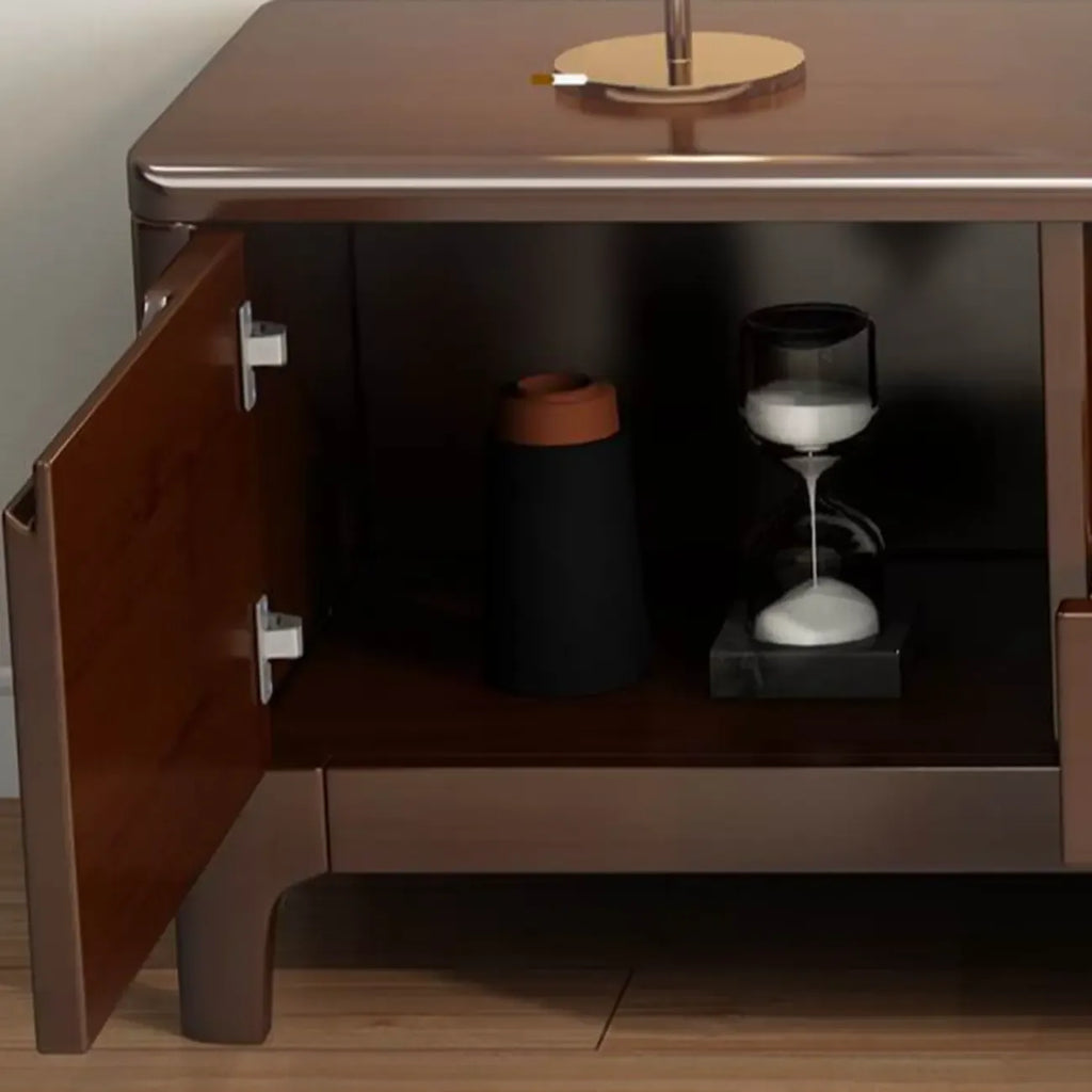 Meuble TV traditionnel en bois d'hévéa avec rangement pour salon