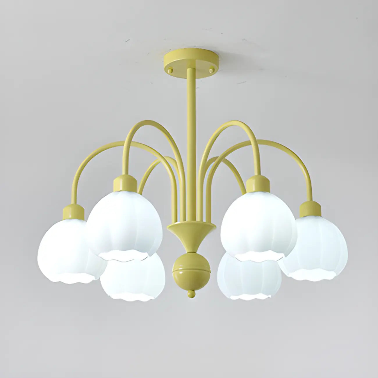 Lustre vintage floral en métal et verre pour salon