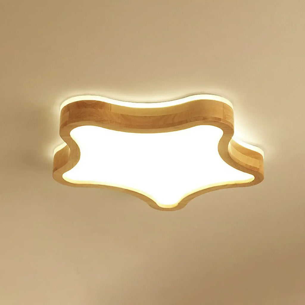Plafonnier élégant en forme d'étoile avec finition naturelle pour chambre à coucher