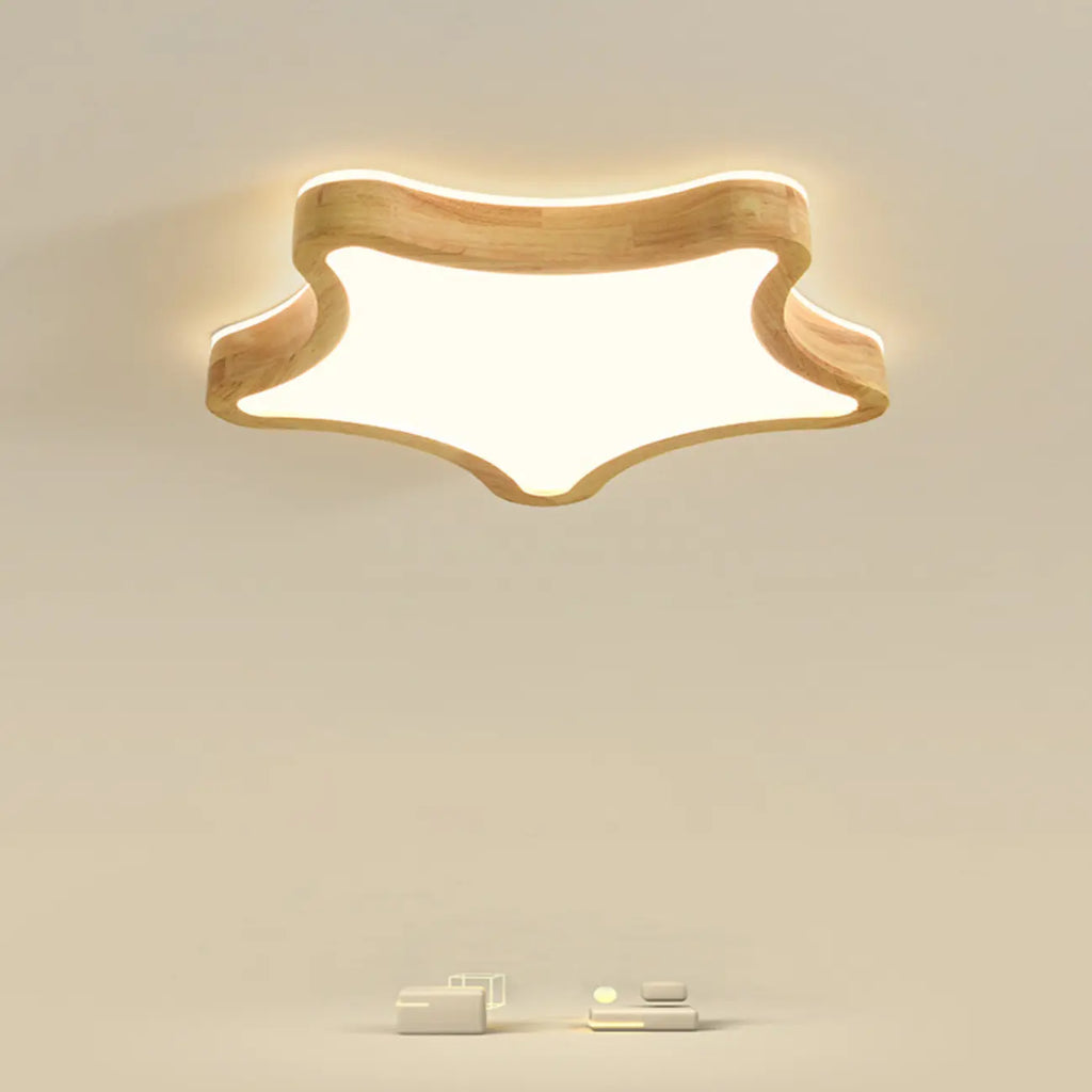 Plafonnier élégant en forme d'étoile avec finition naturelle pour chambre à coucher